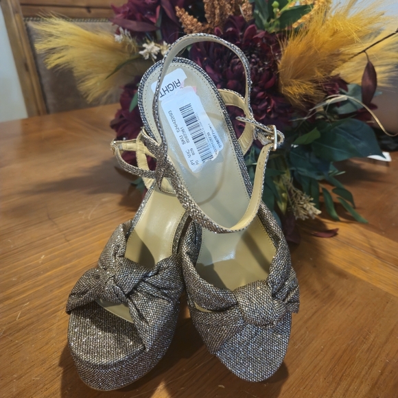 Michael Kors Gold Brown Sandals Platform  Ankke Strap New Sz 10 - Picture 9 of 15
